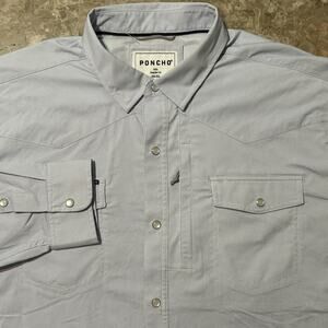 Poncho Shirt Mens 2XL Blue Fishing Pearl Snap Performance Long Sleeve